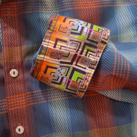 Robert Graham Shirt Men's M Button Down Long Sleeve Blue Red Cotton Flip Cuff - Picture 5 of 5